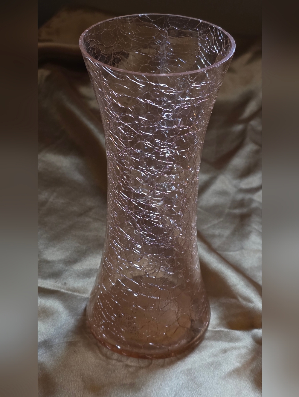 Pink Crackle Glass Decorative Vase - Home Accents